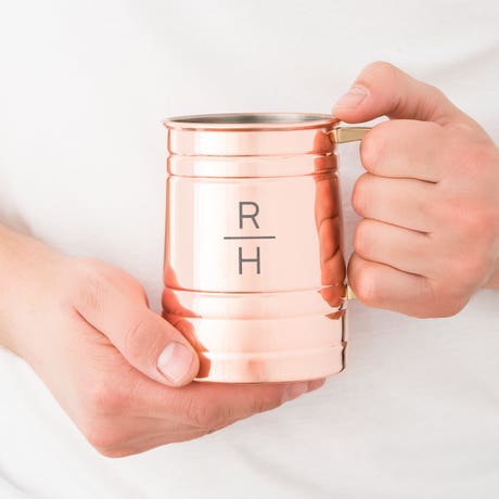 Personalized Copper Moscow Mule Drink Stein - Stacked Monogram - Unique Gift For Him