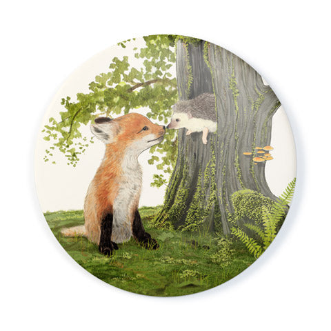 Fox And Hedgehog Pocket Mirror