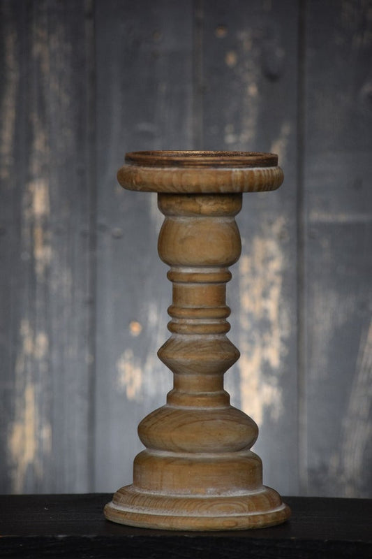 9" Wood Candle Holder