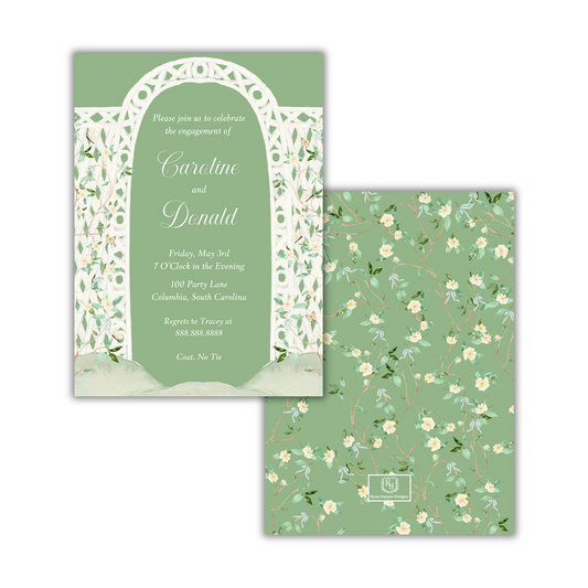 Green Chinoiserie Garden - Wedding Shower Invite