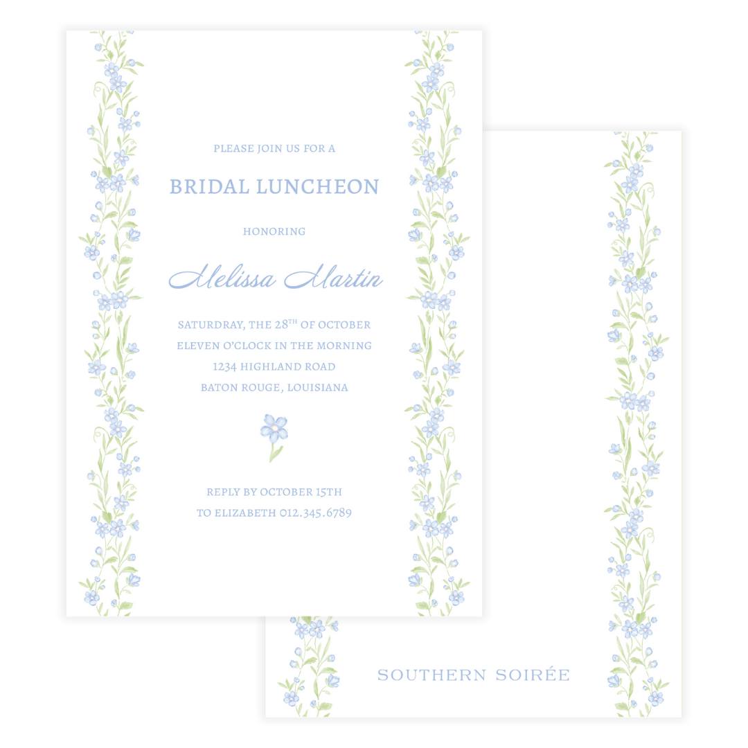 Blue Floral Vine Invitation