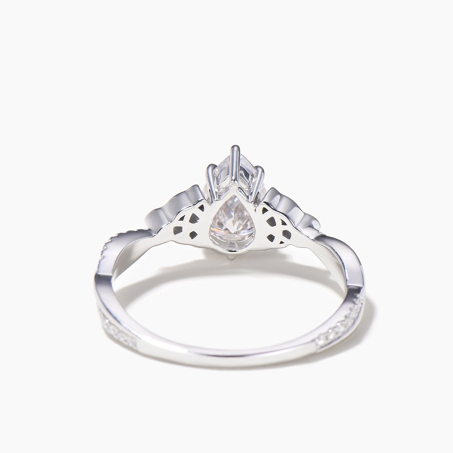 1.25ct Trinity Celtic Knot Design Pear Cut Moissanite Twisted Engagement Ring