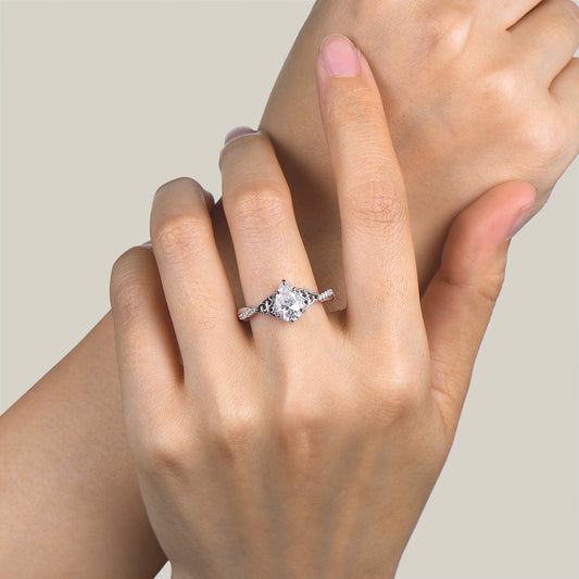 1.25ct Trinity Celtic Knot Design Pear Cut Moissanite Twisted Engagement Ring