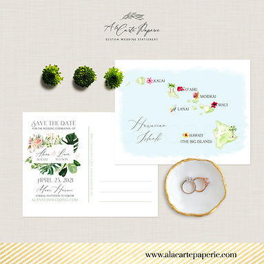 Hawaii Islands Kauai Oahu Maui Beach Save the Date Postcard Destination Wedding