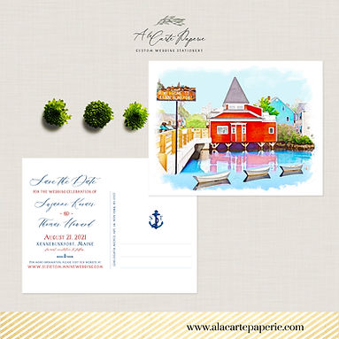 Kennebunkport Maine Destination Wedding Save the Date coastal wedding invitation