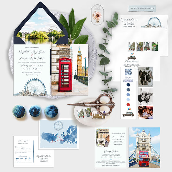 London UK United Kingdom Big Ben Destination wedding Invitation Suite