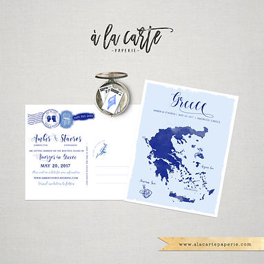Greece Watercolor Map Greek Island Illustrated Destination Wedding Save the date