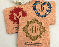 Monogrammed Cork Coasters (Square & Circle)