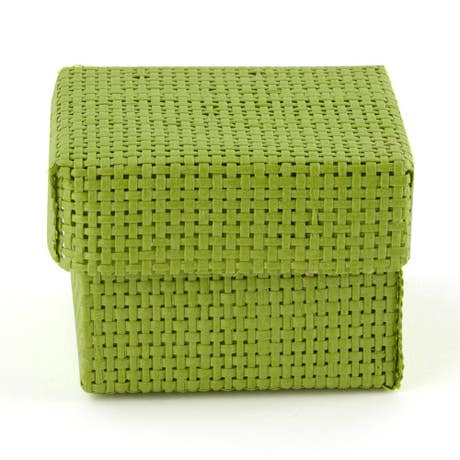 Natural Woven Favor Boxes With Lids - Grass Green - Pack of 6