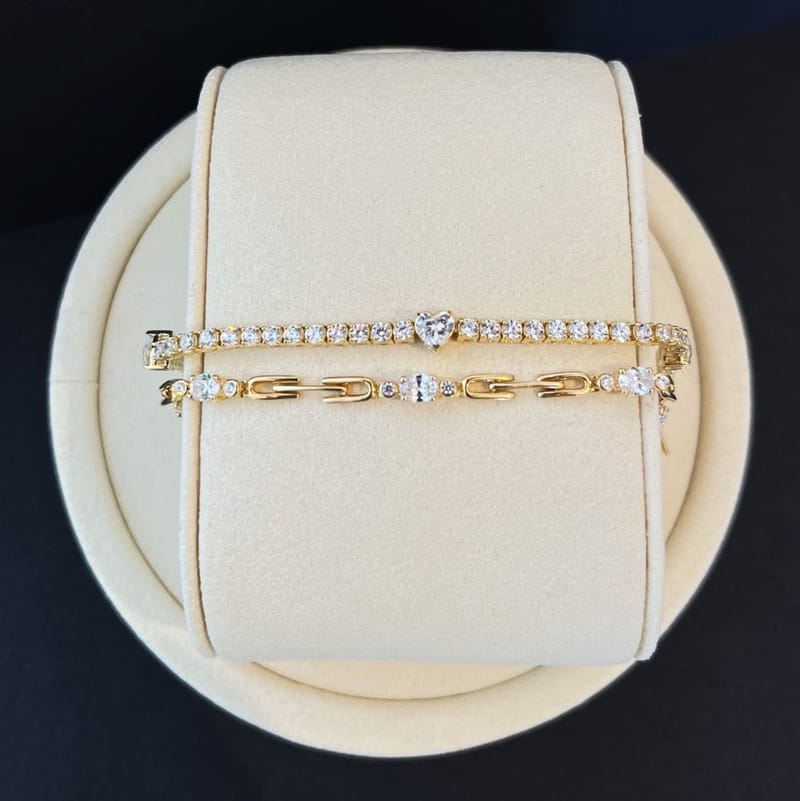 5 Station Heart Tennis Bracelet