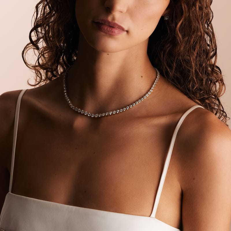 Graduating Tiger Prong Tennis Necklace