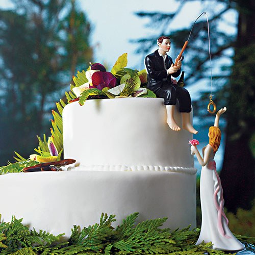 "Hooked on Love" Bride and Groom Fishing Wedding Figurine