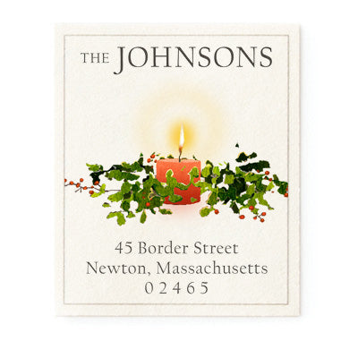Holly And Candle Return Address Labels