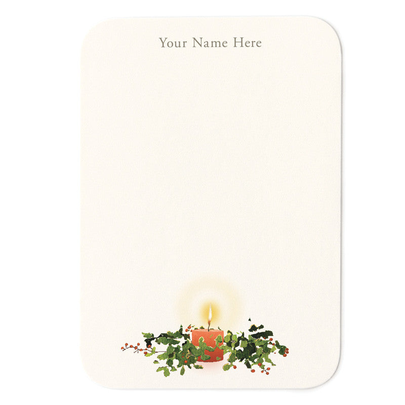 Holly And Candle Small Note Cards