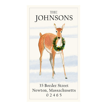 Deer And Wreath Panoramic Return Address Labels