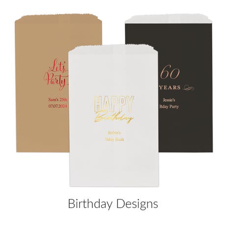 Personalized Flat Style Paper Goodie Bag Wedding Favor - Birthday | Pack of 25 | More Occasions