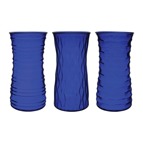 Textured Rose Vase 8.5" - Cobalt Blue - Vase Assortment
