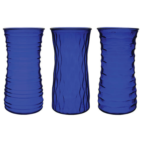 Textured Rose Vase 9.75" - Cobalt Blue - Vase Assortment