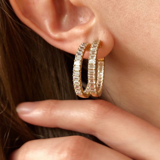 Inside Out Emerald Hoops