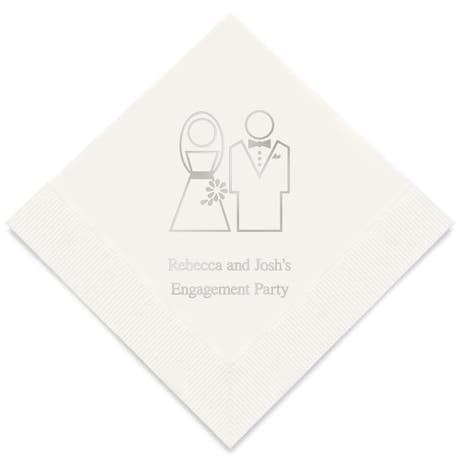 Personalized Foil Printed Paper Napkins - Stylised Bride And Groom