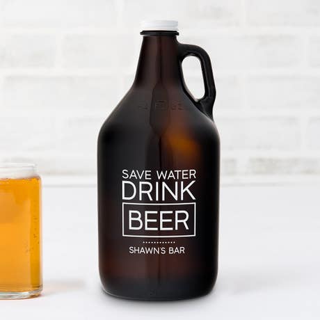 Personalized Glass Beer Growler - Drink Beer Print - Unique Gift For Her