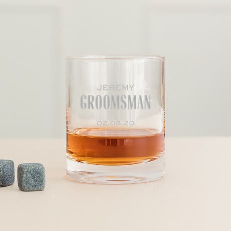 Personalized 11 oz. Whiskey Glass - Modern Groomsman