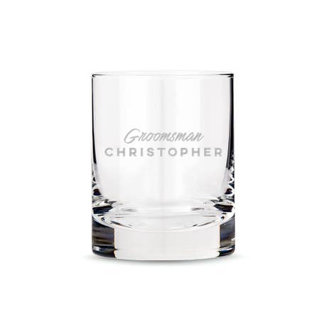 Personalized 11 oz. Whiskey Glass - Groomsman Cursive