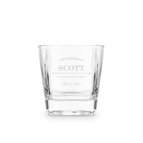 Personalized Square 8 Oz. Whiskey Glass - Established Groomsman