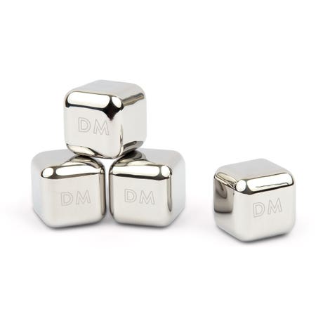 Personalized Stainless Steel Whiskey Stone Gift Set with Case - Line Initial - Set of 4