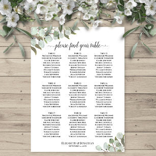 9 Table Rustic Eucalyptus Wedding Seating Chart