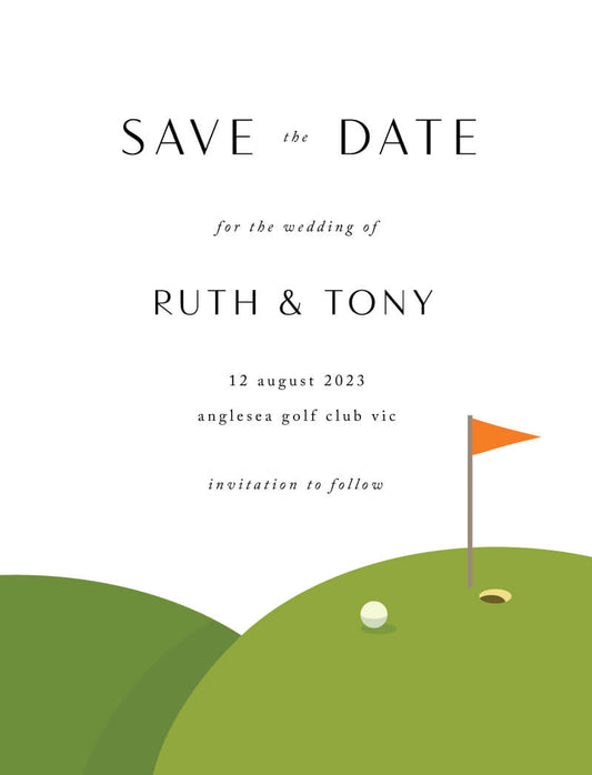 9 Holes Save The Date Cards by Yunita Y.