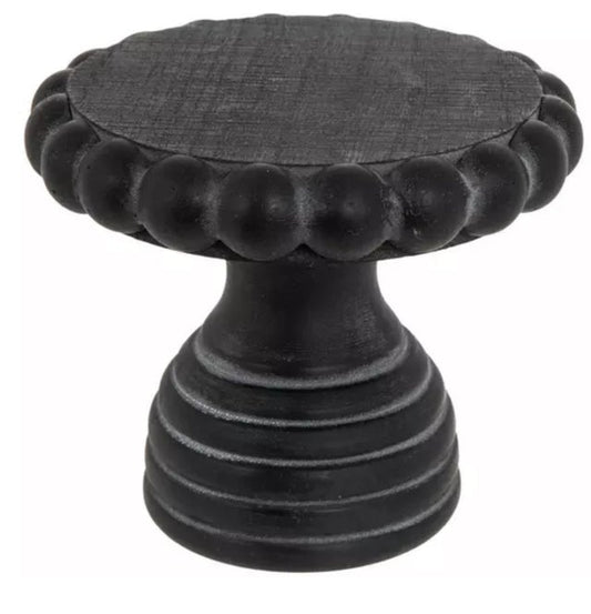 4" Black Wood Candle Holder