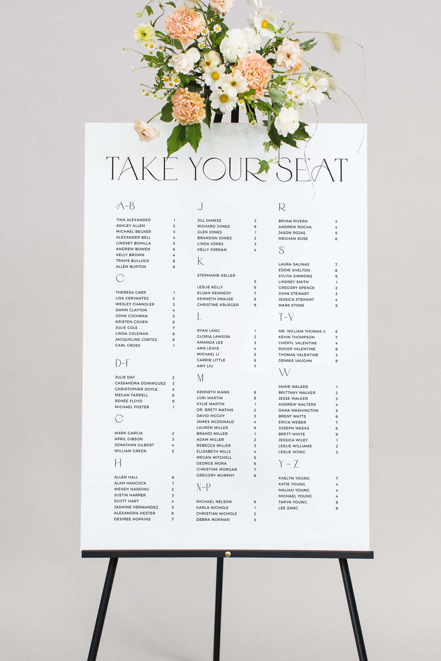 The Isabella | Acrylic Wedding Seating Chart