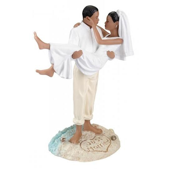African-American Beach Couple Figurine Cake Topper