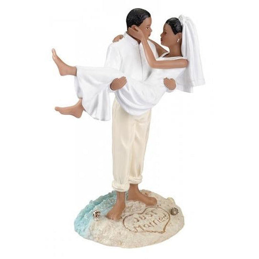 African-American Beach Couple Figurine Cake Topper