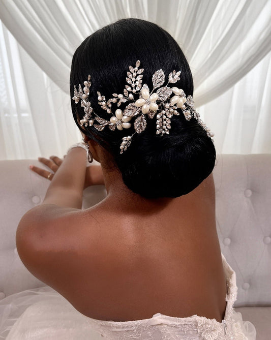 Branching Pearl And Crystal Comb Style No. 80027
