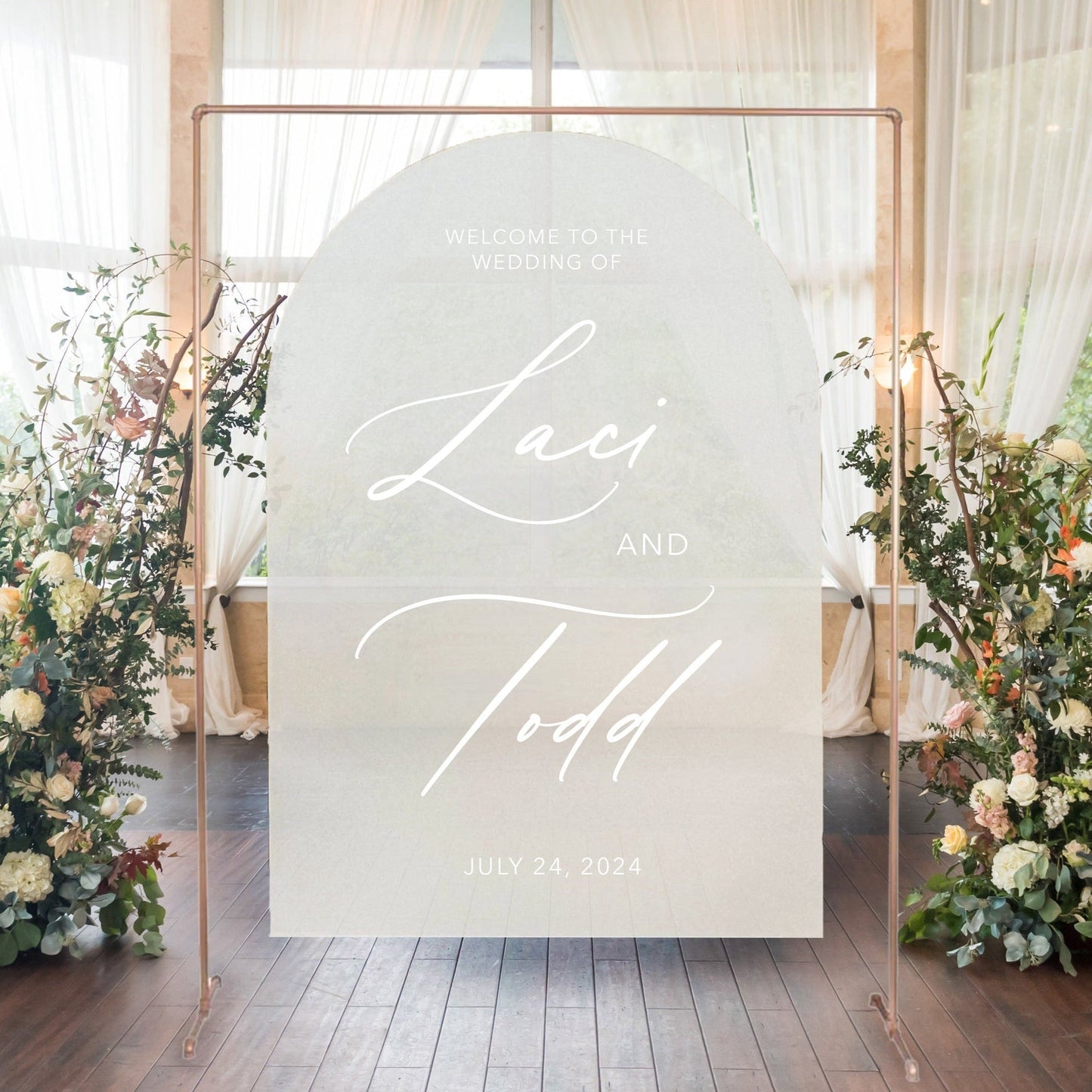 Arched Acrylic Welcome Wedding Sign