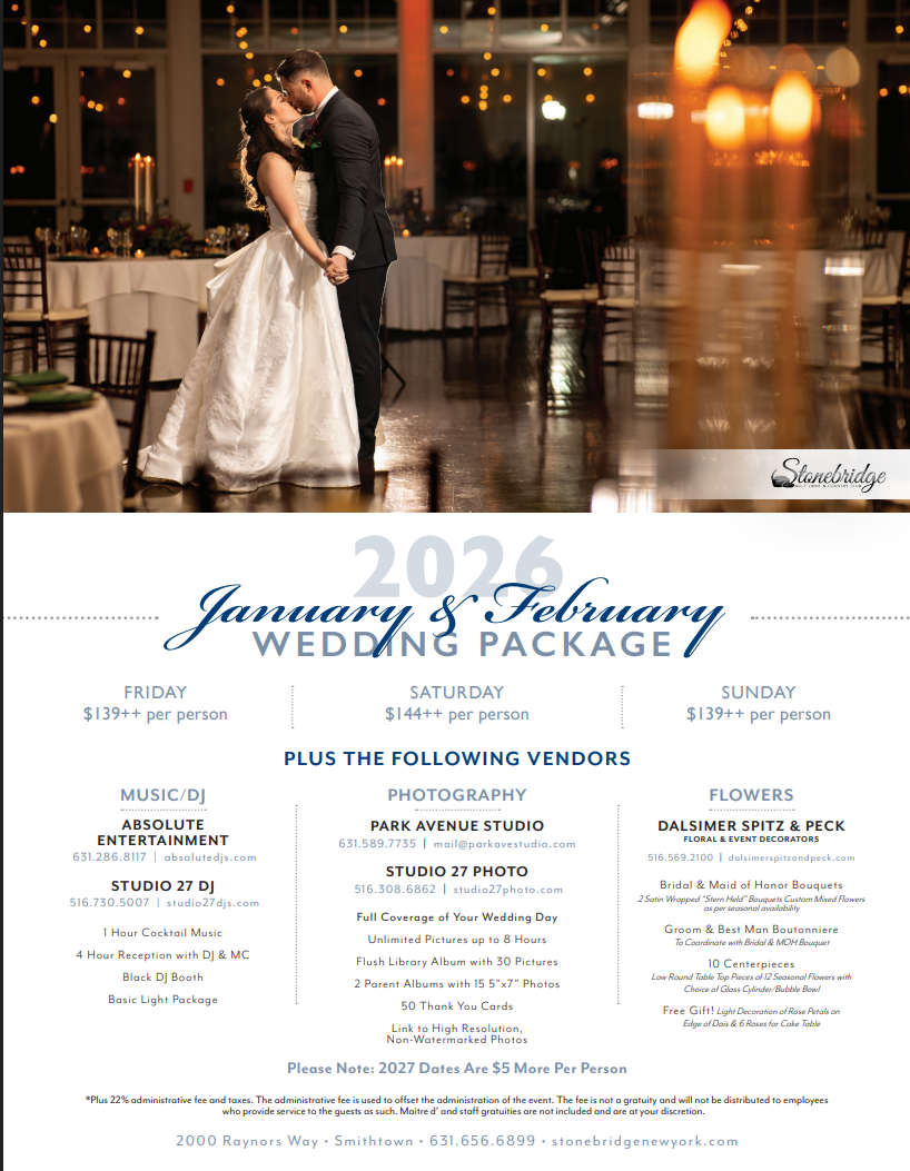 As Low as $139 per Person Country Club Wedding Package