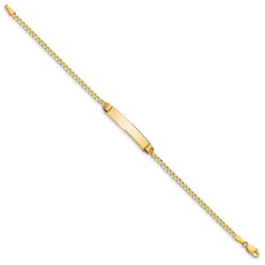 14k Yellow Gold Curb Link I.D. Bracelet with Lobster Clasp - 7 Inch
