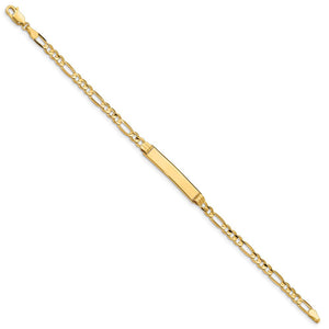 14k Yellow Gold Figaro I.D. Bracelet with Lobster Clasp - 7 Inch