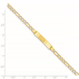 14k Yellow Gold and Rhodium Pave 2Figaro I.D. Bracelet - 7 Inch