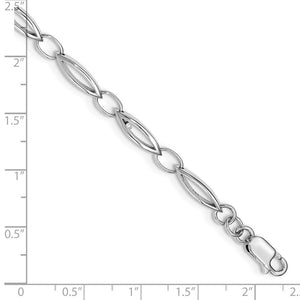 Diamond Accent Marquise Link Adj. Bracelet in Rhodium Plated Silver