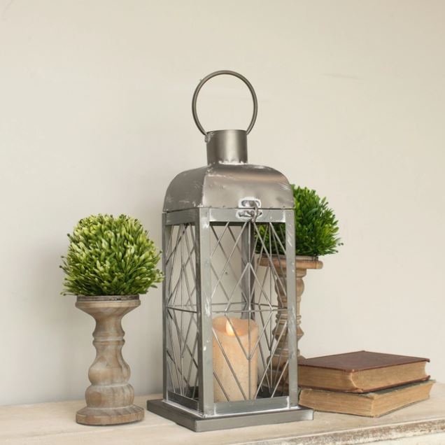 20" Aged Black Wire Lantern