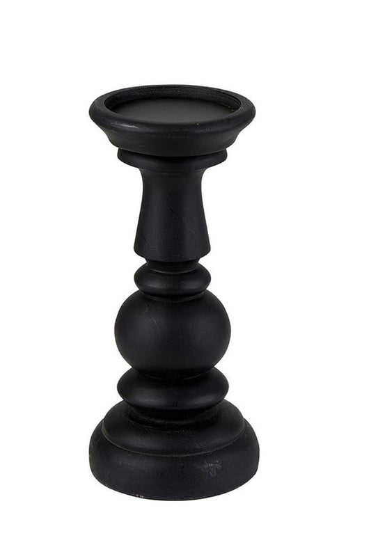 9" Black Wood Candle Holder