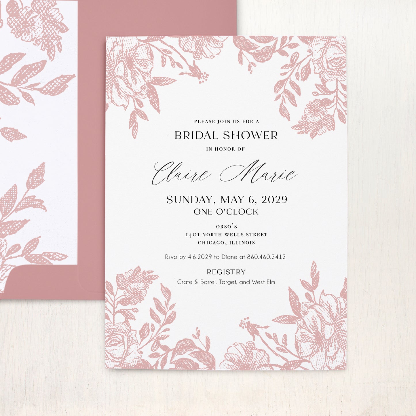 Rose Bouquet Bridal Shower Invitations