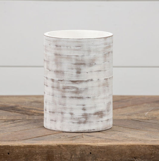 Aged White Wood Vase