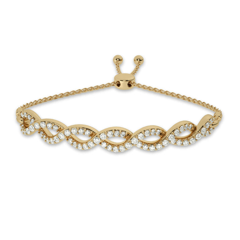 Infinity Themed Lab Grown Diamond Bolo Bracelet (1 ct. tw.)-10K Yellow Gold