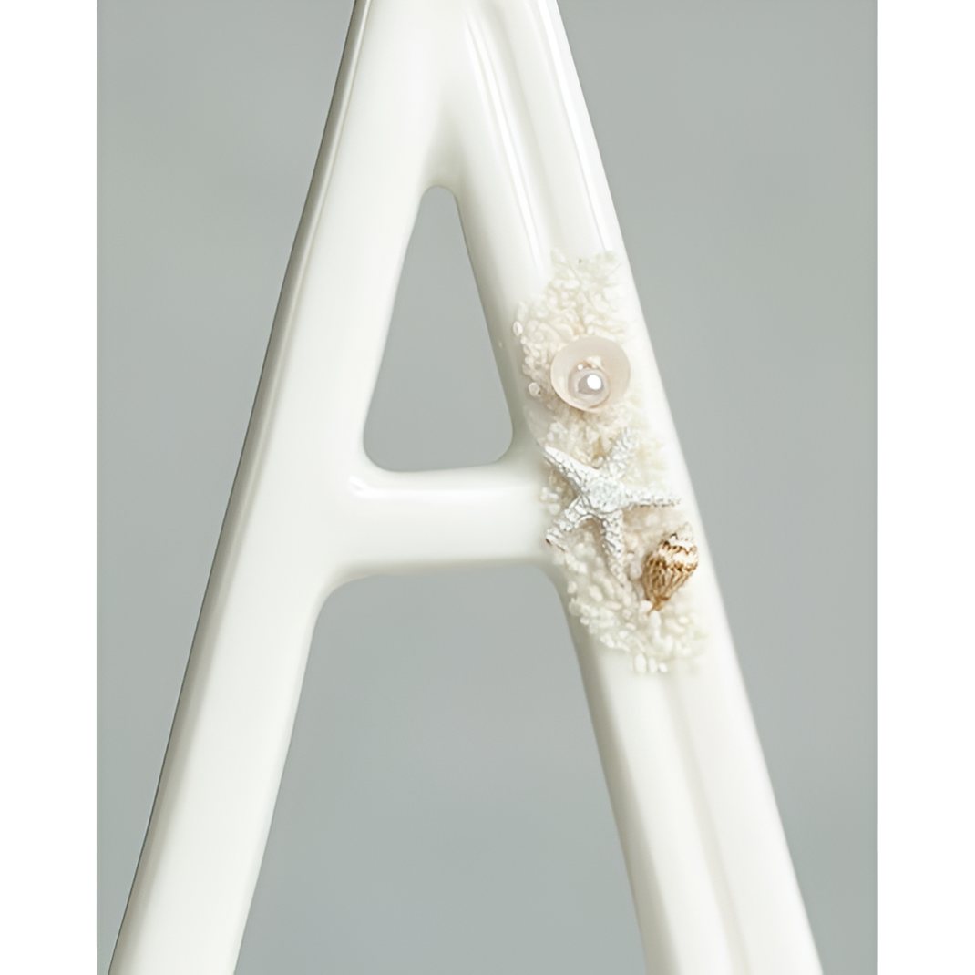 Beach Themed Porcelain Monogram Cake Topper