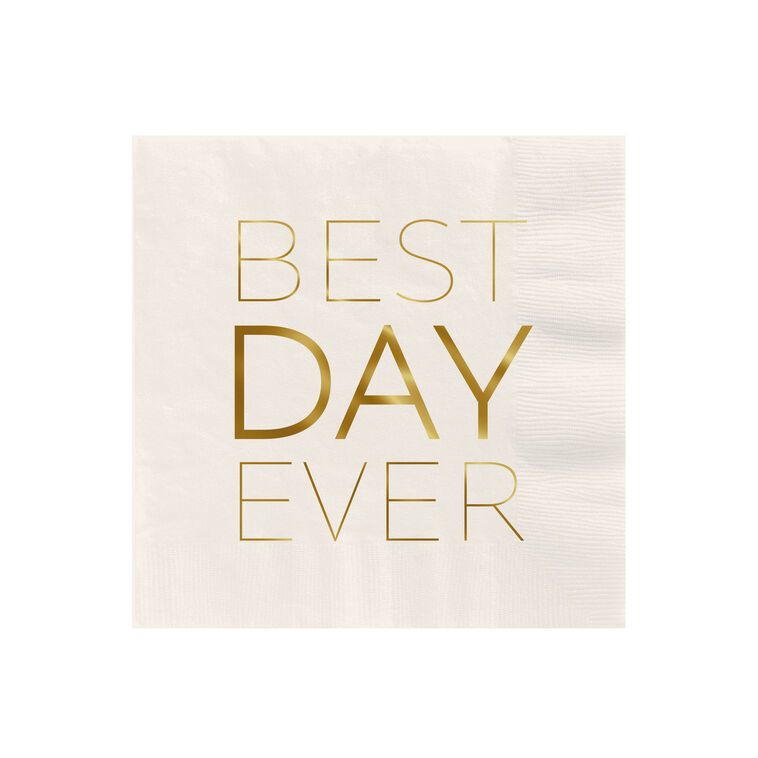 Ivory "Best Day Ever" Cocktail Napkins, Set of 16