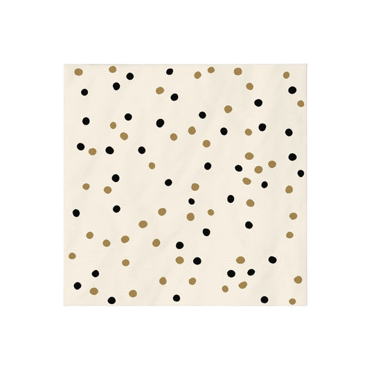 Black and Gold Confetti Dot Cocktail Napkins, Set of 16